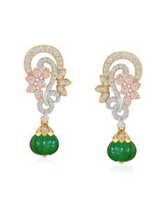 Gorgeous Emerald Drop Diamond Earrings