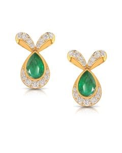 Elegant Emerald Diamond Stud Earrings