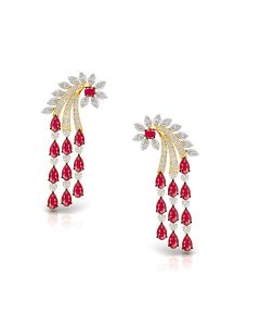 Twinkling Ruby Fall Diamond Earrings