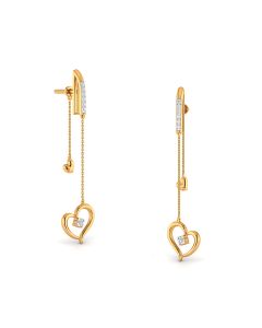 Gold Heart Sui Dhaga Diamond Earrings