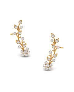 Floral Charm Gold & Diamond Earrings