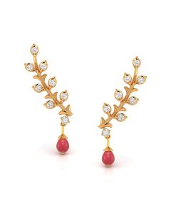 Ruby Droplet Diamond Earrings