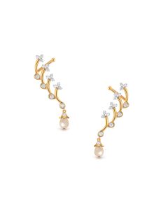 Charming Golden Diamond Pearl Earrings