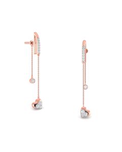 Charming Rose Gold Heart Diamond Earrings