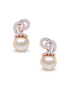 Glossy Pearl Drop Diamond Earrings