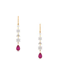 Red Ruby Drop Diamond Earrings