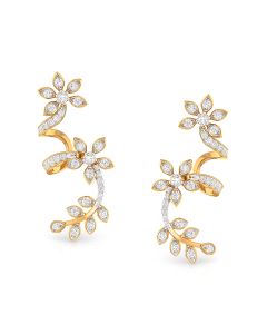 Gorgeous Floral Gold Diamond Earrings