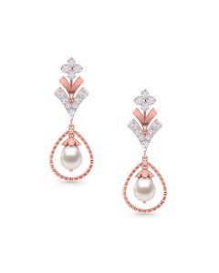 Brilliant Pearl Drop Diamond Earrings