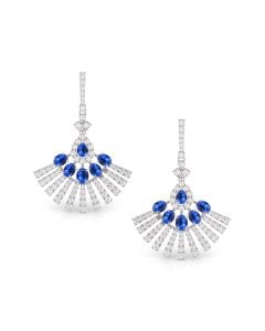 Twinkling Fan Sapphire Diamond Earrings