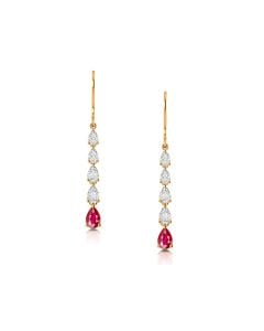 Sparkling Ruby Drop Diamond Earrings