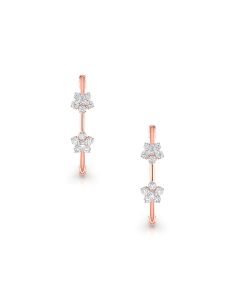 Floral Charm Diamond Hoop Earrings