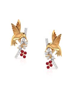 Bird and Berry Studs with Diamond Embellishments