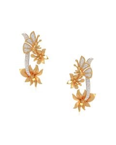 Two-Flower Studs with Diamond-Stem Accents