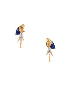 Blue and Gold Parrot Studs with Diamond Detail