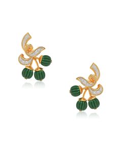 Emerald Bead Studs with Diamond Accents