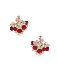 Floral Cluster Studs with Ruby and Diamond Detailing