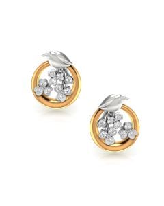 Round Floral Studs with Diamond Petal Accents