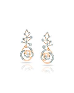 Glossy Rose Drop Diamond Earrings