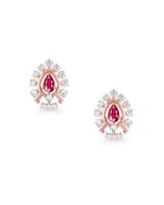 Sparkling Ruby Leaf Diamond Studs