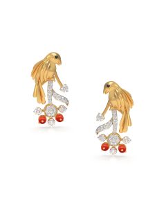 Bird and Ruby Cluster Studs with Diamond Highlights