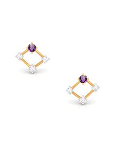 Amethyst and Diamond Stud Earrings