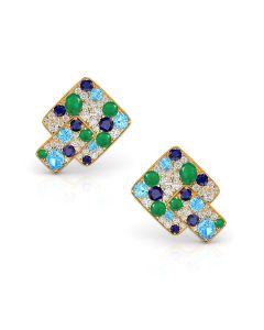 Emerald Sapphire Rectangle Earrings