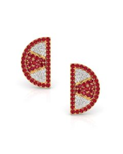 Ruby Geometric Crescent Earrings