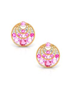 Pink Gemstone Orbit Earrings