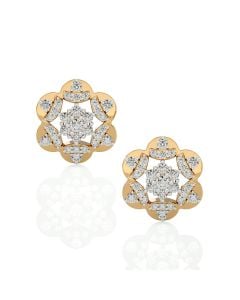 Floral Gloss Diamond Stud Earrings