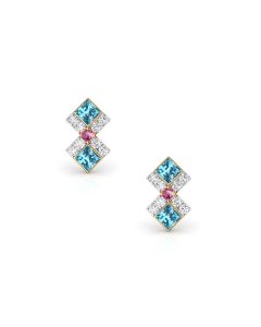 Sapphire Ruby Diamond Earrings