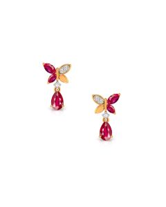 Ruby Butterfly Diamond Drop Earrings