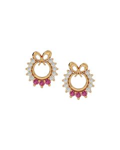 Diamond Ruby Halo Earrings