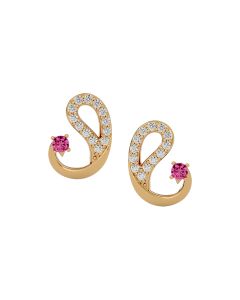 Rose Pink Gem Loop Earrings