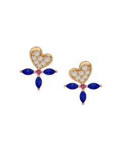 Diamond Heart Sapphire Earrings