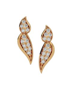 Chic Rose Diamond Leaf Earrings