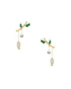 Green Gemstone Pearl Earrings