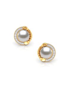 Pearl and Diamond Gold Studs