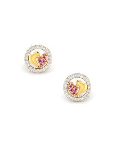 Heart Ruby Gold Stud Earrings