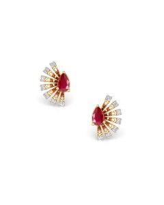 Ruby Sunburst Gold Earrings