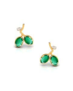 Green Gemstone Gold Earrings