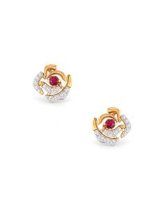 Ruby Swirl Gold Earrings