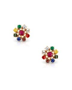 Elegant Navratna Stud Earrings with Diamonds