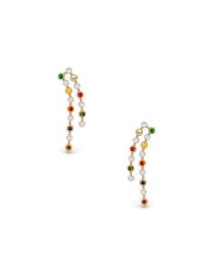 Navratna and Diamond Drop Earrings