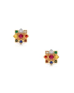 Navratna Gold Stud Earrings