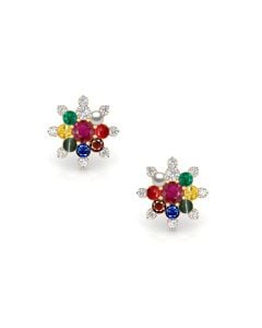 Multicolor Starburst Gold Earrings