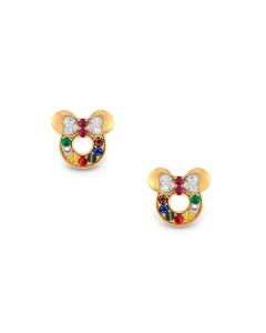 Mickey Gemstone Gold Earrings