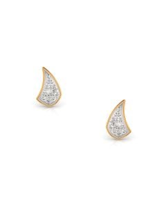 Leaf Diamond Curve Stud Earrings