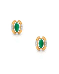 Green Marquise Stone Studs with Delicate Diamond Accents