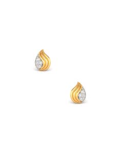 Leaf Design Diamond Stud Earrings