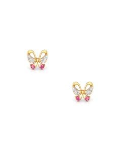 Butterfly and Pink Sapphire Studs